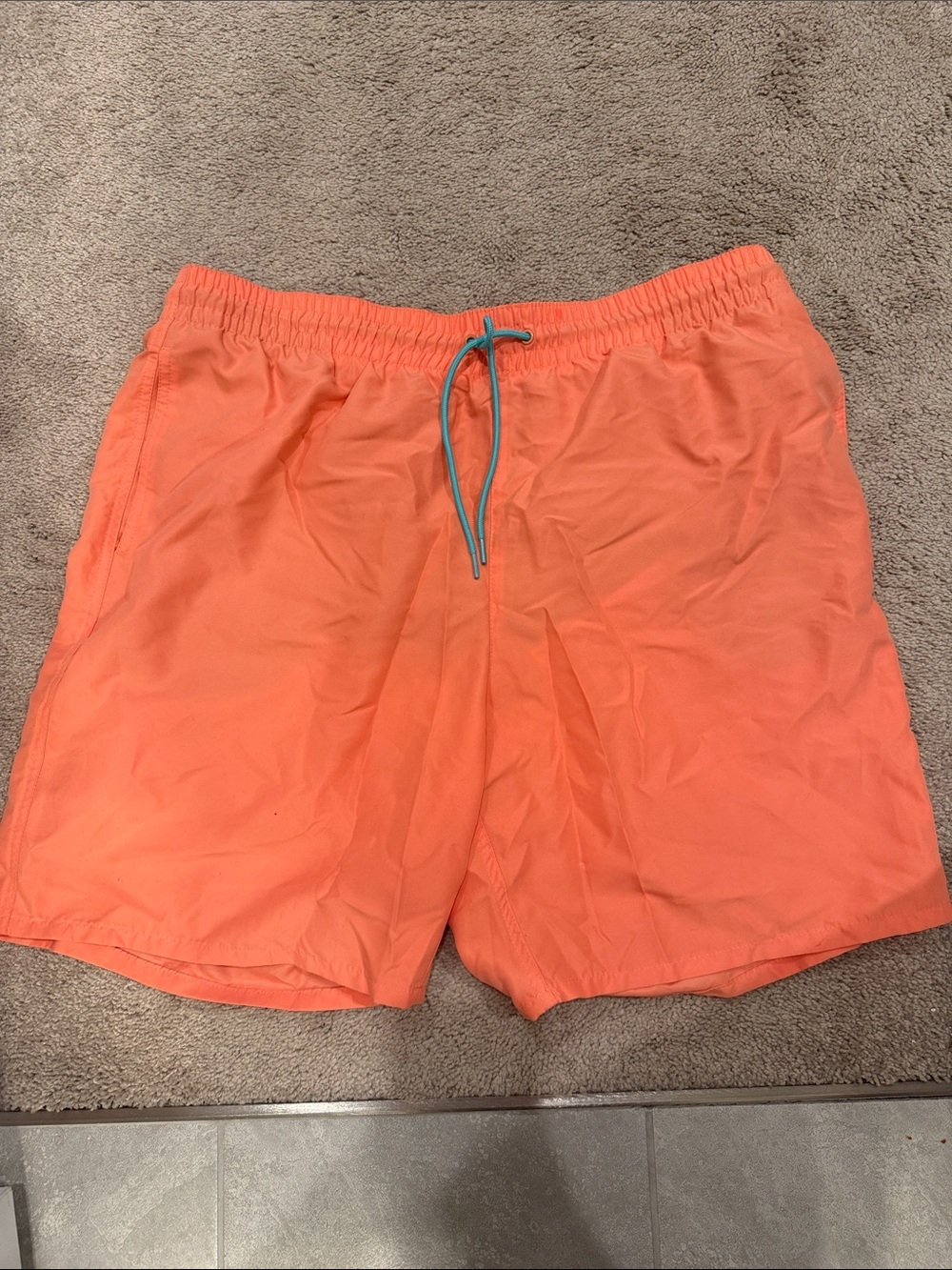 Old Navy Orange Swim Board Shorts with Teal Drawstring